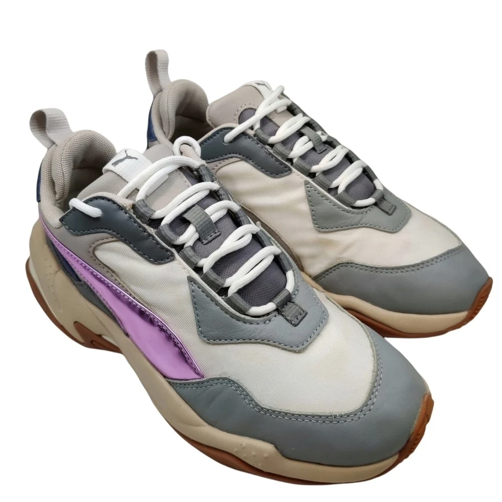 PUMA Running Sneakers Thunder Electric Chunky Grey Pink Leather Women's Sz‎ 6.5